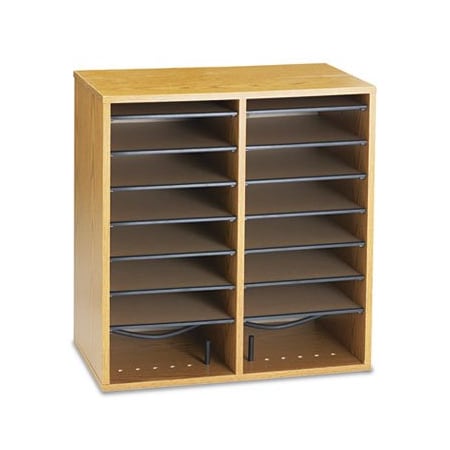 Safco Safco, Wood/laminate Literature/cd Sorter, 16 Section, 19 1/2 X 11 3/4 X 21, Medium Oak 9422MO